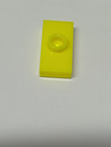 NEU Platte, modifiziert 1 x 2 mit Noppe, Nut und Noppenhalter (Jumper) neongelb
