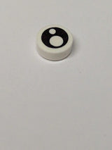 NEU Fliese, rund 1 x 1 mit schwarzem Auge mit Pupille und Kreis-Muster weiß