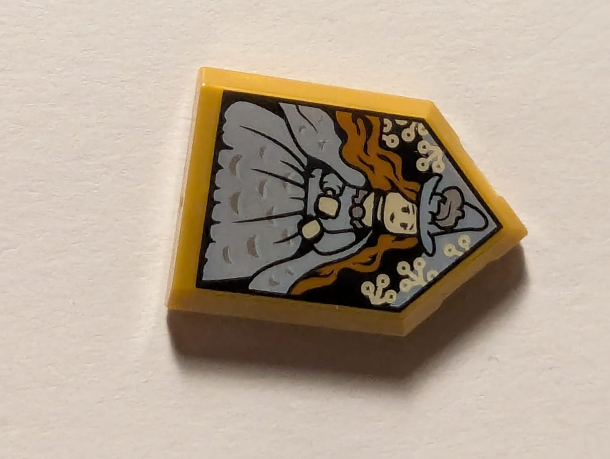 NEU Fliese, modifiziert 2 x 3 pentagonal mit HP-Porträt - Damara Dodderidge Muster pearlgold