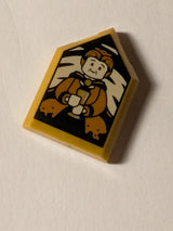 NEU Fliese, modifiziert 2 x 3 pentagonal mit HP-Porträt - Helga Hufflepuff pearlgold