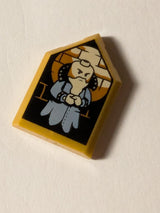 NEU Fliese, modifiziert 2 x 3 pentagonal mit HP-Porträt - Salazar Slytherin Muster pearlgold
