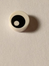 NEU Fliese, rund 1x1 mit schwarzem Auge und Pupillenmuster bedruckt, weiß