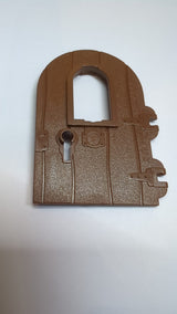 1x4x6 Tür abgerundetes Oberteil mit Fenster und Schlüsselloch, unverstärkte Kante altbraun
