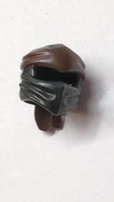 Minifigur, Kopfbedeckung Ninjago Wrap Typ 4 mit geformtem dunkelbraunem Stirnbandmuster schwarz