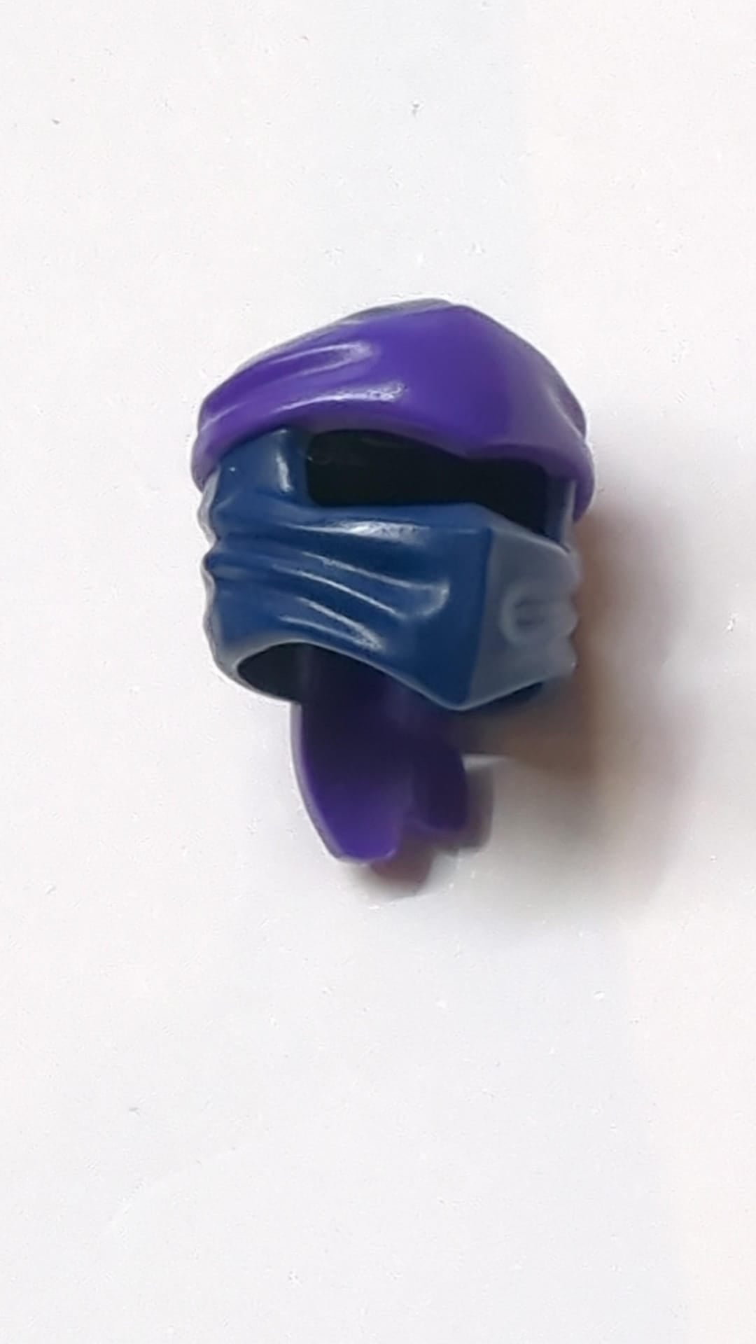 Minifigur, Kopfbedeckung Ninjago Wrap Typ 4 mit geformtem dunkelviolettem Stirnbandmuster dunkelblau