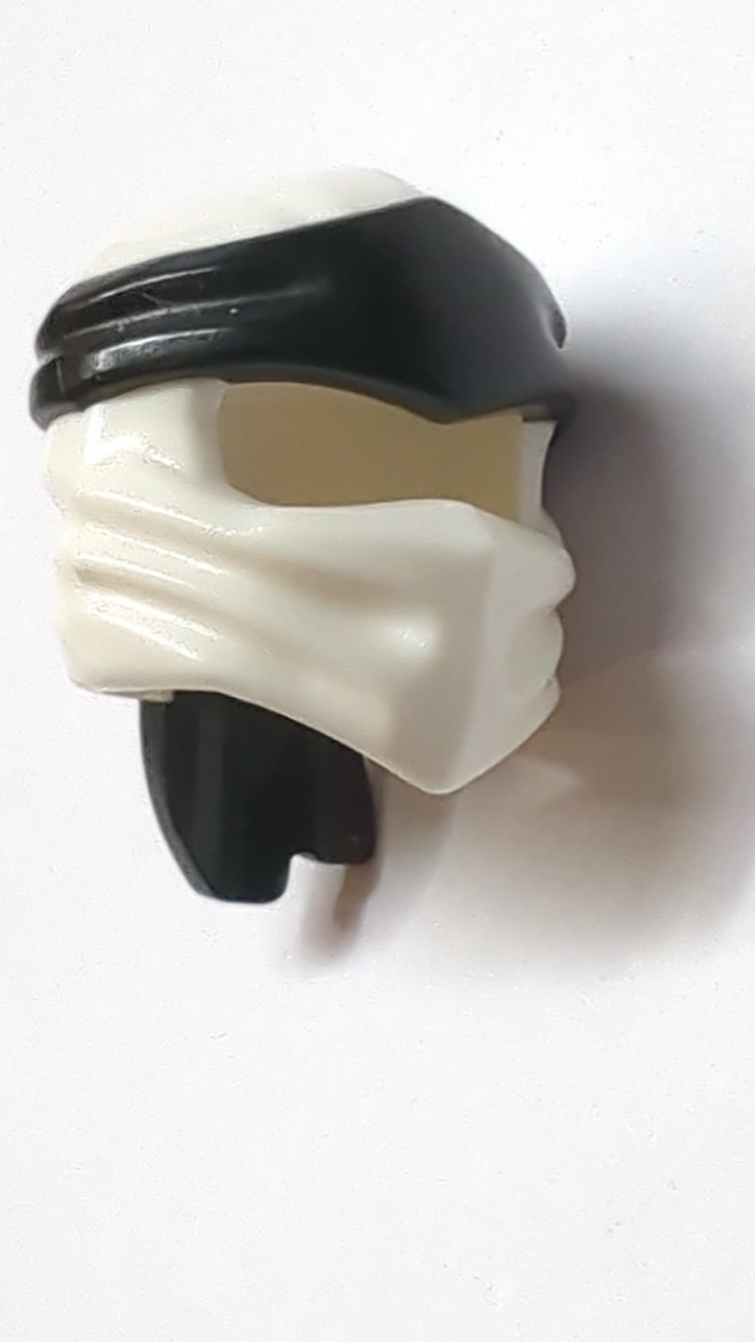 Minifigur, Kopfbedeckung Ninjago Wrap Typ 4 mit geformtem schwarzem Stirnbandmuster weiß