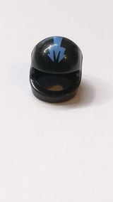Minifigur, Kopfbedeckung Helm Motorrad „Standard“ mit mittelblauem Dreizackmuster „Aquaraiders II“ schwarz