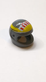 Minifigur, Kopfbedeckung Helm Motorrad „Standard“ mit SW Red Stripe Pattern Kleiner „A-Wing“ neudunkelgrau
