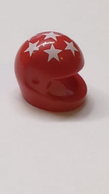 Minifigur, Kopfbedeckung Motorradhelm „Standard“ mit weißem Sternenmuster rot