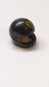 Minifigur, Motorradhelm „Standard“ mit gelbem Abzeichen und Minifiguren-Kopfmotiv schwarz