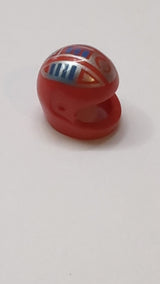 Minifigur, Kopfbedeckung Motorradhelm „Standard“ mit blau-silbernem Spyrius-Muster rot