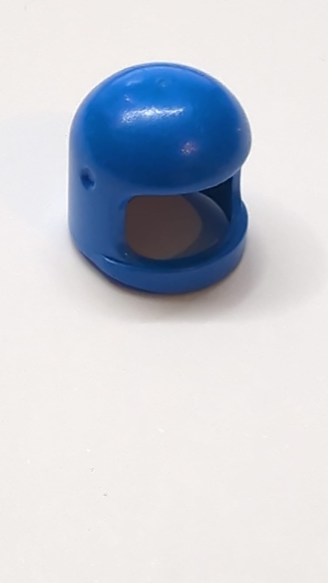 Minifigur, Kopfbedeckung Helm Weltraum / Stadt mit dickem Kinnriemen - mit Visiervertiefungen blau