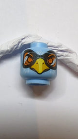 Minifigur, doppelseitiger Kopf: Alien-Chima-Adler mit Schnabel, gelbe Augen / orangefarbene Schutzbrille hellblau