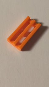 NEU Fliese, Modifizierte 1 x 2 Gitter mit unterer Nut/Lippe orange