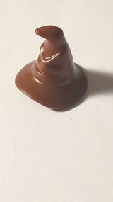 NEU Minifigur, Kopfstück Hut, Zauberer / Hexe mit geformtem Gesicht (HP Sortierhut) neubraun