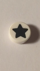 NEU Fliese, rund 1 x 1 mit schwarzem Sternmuster weiß