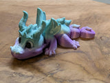 Flexibler Mini-Drache, freundlich 4farbig 3D glänzend rosa/grün
