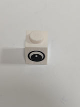 1x1 Stein mit Muster: schwarz-weißes Auge mit Pupille weiß