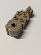 2x2 Technik Stein modifiziert mit Achsloch, Rotation Joint Ball Half (Vertical Side), Vertical Axle Hole End (Fist), dunkelbeige