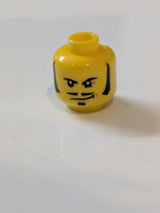 Minifigur, Kopf männlich mit Koteletten, Schnurrbart, Falten und Schmunzeln Muster (Rodney Rathbone) gelb