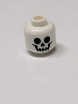 NEU Minifigur, Kopf Totenkopf Standardmuster - Hohler Noppen weiß