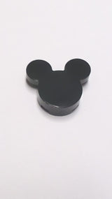 NEU Stein rund 2 x 2 x 2/3 keine Noppen, mit 2 Fliesen, rund 1 x 1 (Mickey Maus) schwarz