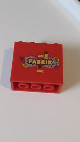 2x4x3 Stein mit LEGO Fabrik 2002 Muster rot