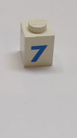 1x1 Stein mit blauem Zahlenmuster 7 Fettschrift weiß