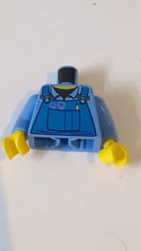 Mechaniker-Overall mit silbernen Schraubenschlüsseln und Befestigungselementen, gelbem Stift und schwarzem Unterhemdmuster / mittelblaue Arme / gelbe Hände mittelblau