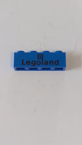 1x4 Stein mit schwarzem Legoland-Logo-Muster blau