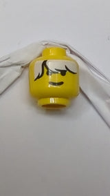 Minifigur, männlicher Kopf, weißes, unordentliches Haar mit Pony gelb
