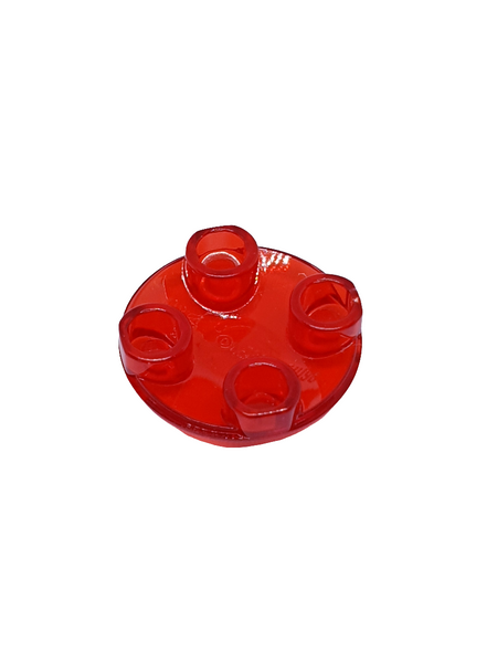 NEU Plate, Round 2 x 2 with Rounded Bottom (Boat Stud) transparent rot trans red