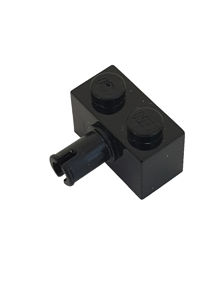 NEU Stein, modifiziert 1 x 2 mit Pin schwarz