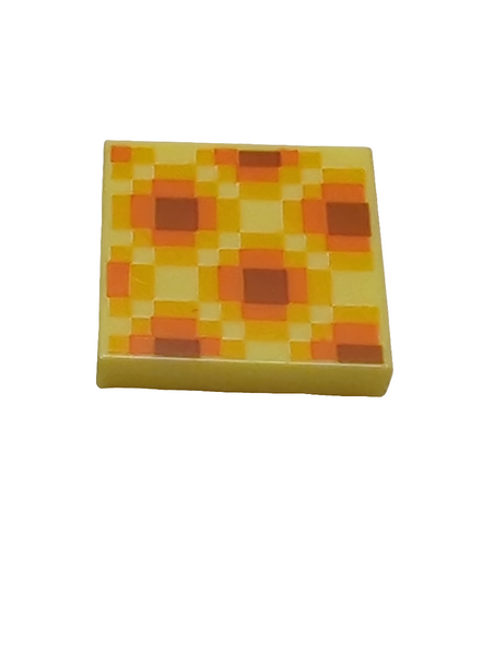 2x2 Fliese bedruckt with Minecraft Pixelated Dark Orange, Orange, and Bright Light Orange Diagonal Honeycomb Pattern hellgelb bright light yellow