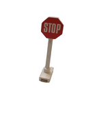 Minifigur Schild Strassenschild bedruckt achteckig mit STOP Aufdruck weiß white