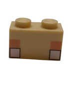 1x2 Stein bedruckt mit Pixelated Minecraft White Eyes Pattern beige tan