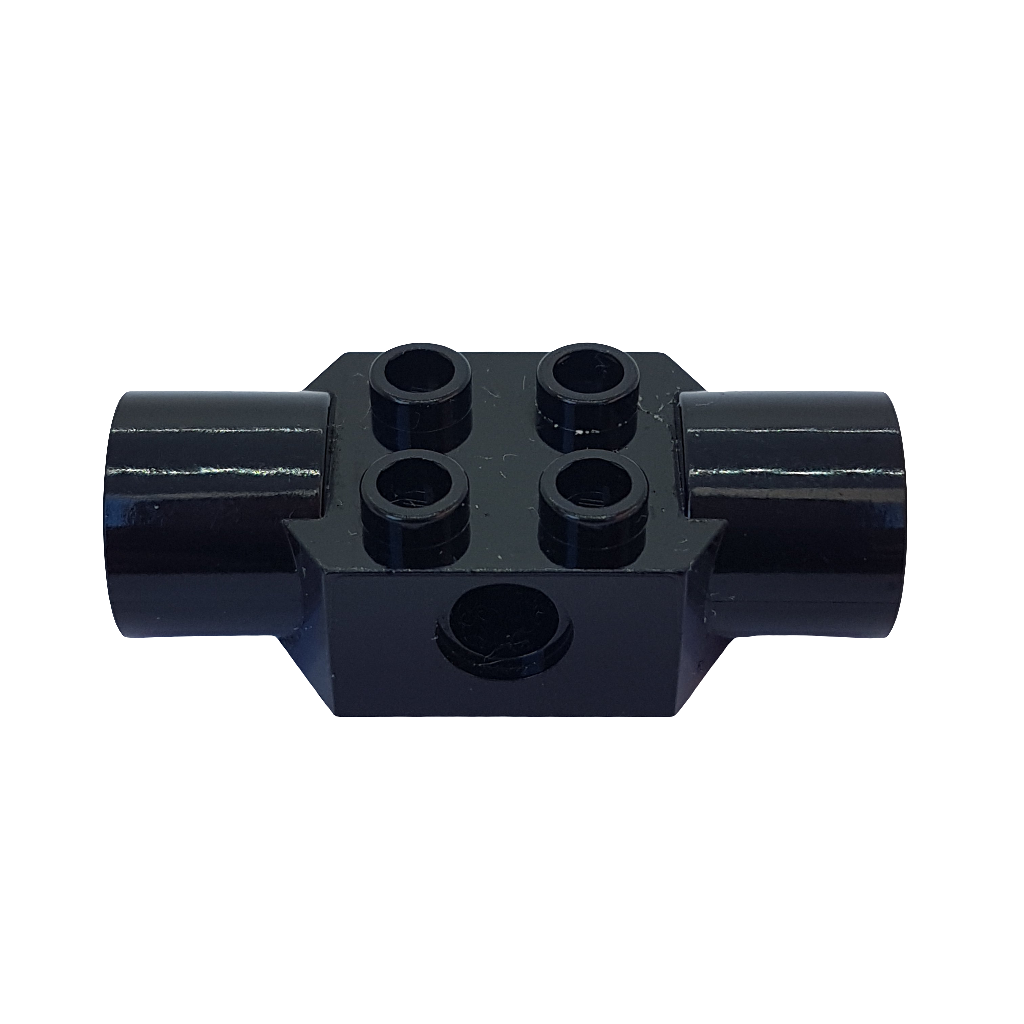 NEU Technik, Stein 2x2 modifiziert mit Pinlöchern und 2 Drehgelenk-Sockeln schwarz