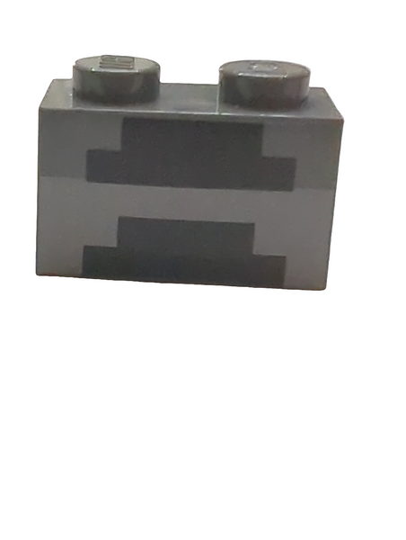 1x2 Stein bedruckt mit Minecraft Pixelated Furnace Unlit Pattern neudunkelgrau