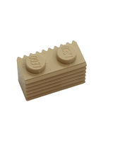 NEU Stein, Modifiziert 1 x 2 mit Gitter / Geriffeltem Profil beige