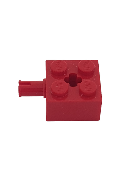 2x2 modifizierter Stein mit Pin und Achsenloch rot