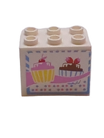 2x3x2 Container Box Schrank, offene Noppen, Hollow Studs 2 Cupcakes Pattern (Sticker) - Set 3061 weiß