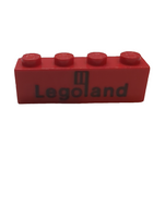 1x4 Stein bedruckt mit Black Legoland Logo Pattern rot red