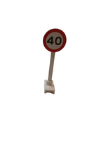 Minifigur Schild Strassenschild bedruckt rund mit 40 Aufdruck weiß white