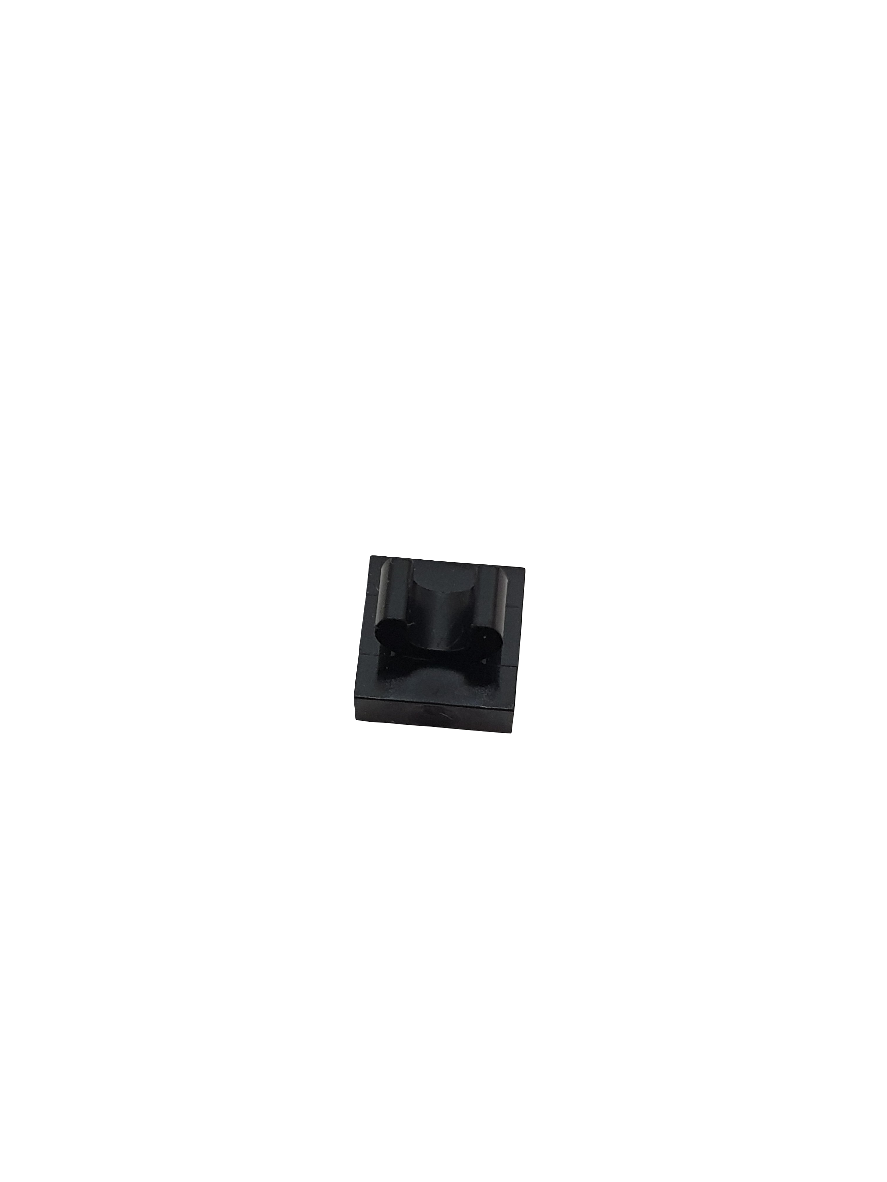 NEU Fliese, modifiziert 1 x 1 mit offenem O-Clip schwarz