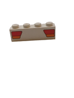 1x4 Stein bedruckt mit Car Taillights Red and Orange Pattern weiß white