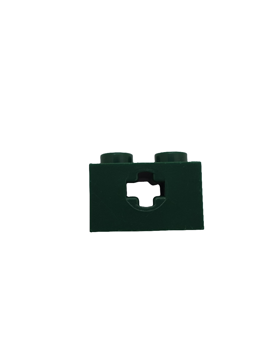 1x2 Technik Stein mit Achsenloch dunkelgrün
