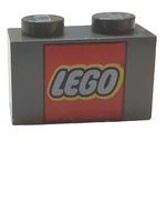 1x2 Stein bedruckt mit LEGO Logo Pattern neudunkelgrau