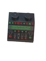 2x2 Dachstein 45° bedruckt mit Control Panel with Red and Green Lamps Pattern schwarz black