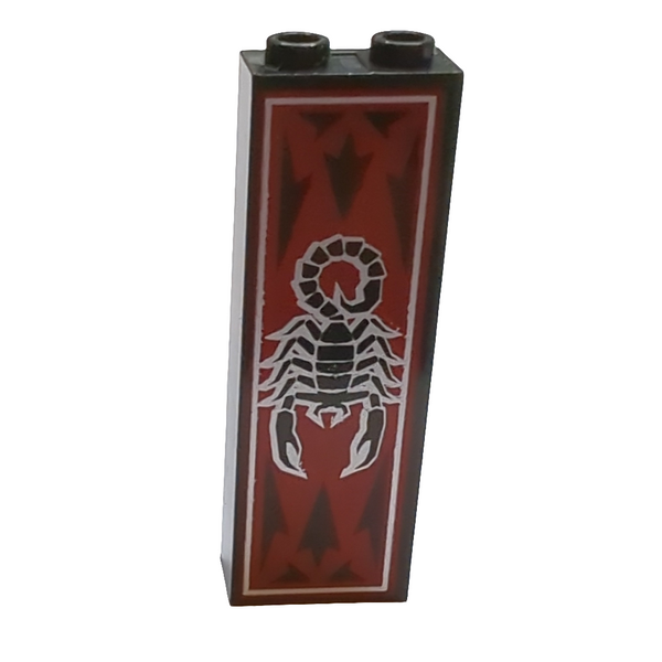 1x2x5 Stein/Wand mit Noppenhalter innen with Scorpion and Dark Red Pattern bedruckt schwarz black