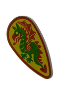 Minifigur Schild bedruckt Oval with Green and Red Dragon on Yellow Background Pattern althellgrau light gray